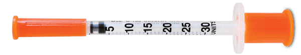 0.3 ml insulin syringe, 30 units, U-100