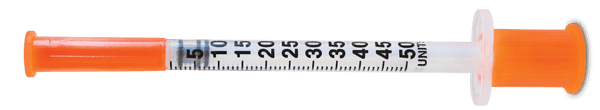 0.5 ml insulin syringe, 50 units, U-100